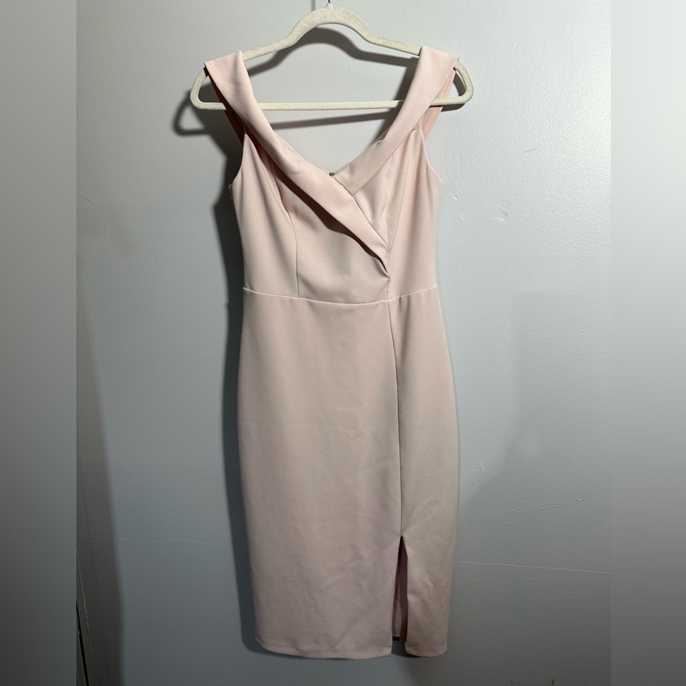 Premier Amour Womenβs 8 Blushβ Pink Off Shoulder Lined Formal Dress | SKU 0789